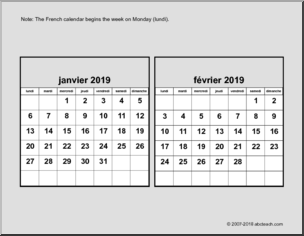 calendar for march french